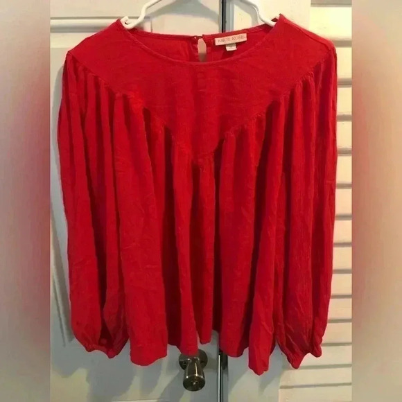 Knox Rose red flowy long sleeve blouse size XXL B29 - Picture 3 of 6